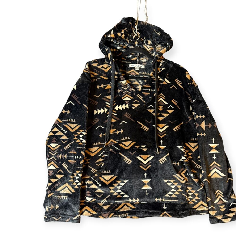 Wallflower Aztec Hoodie, Women’s XL, Black Brown, Tribal, Super Soft